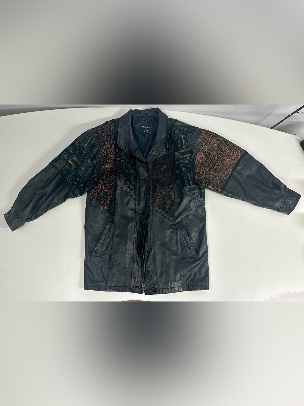 Vintage PELLE New York Milano Genuine Leather Patchwork Jacket M